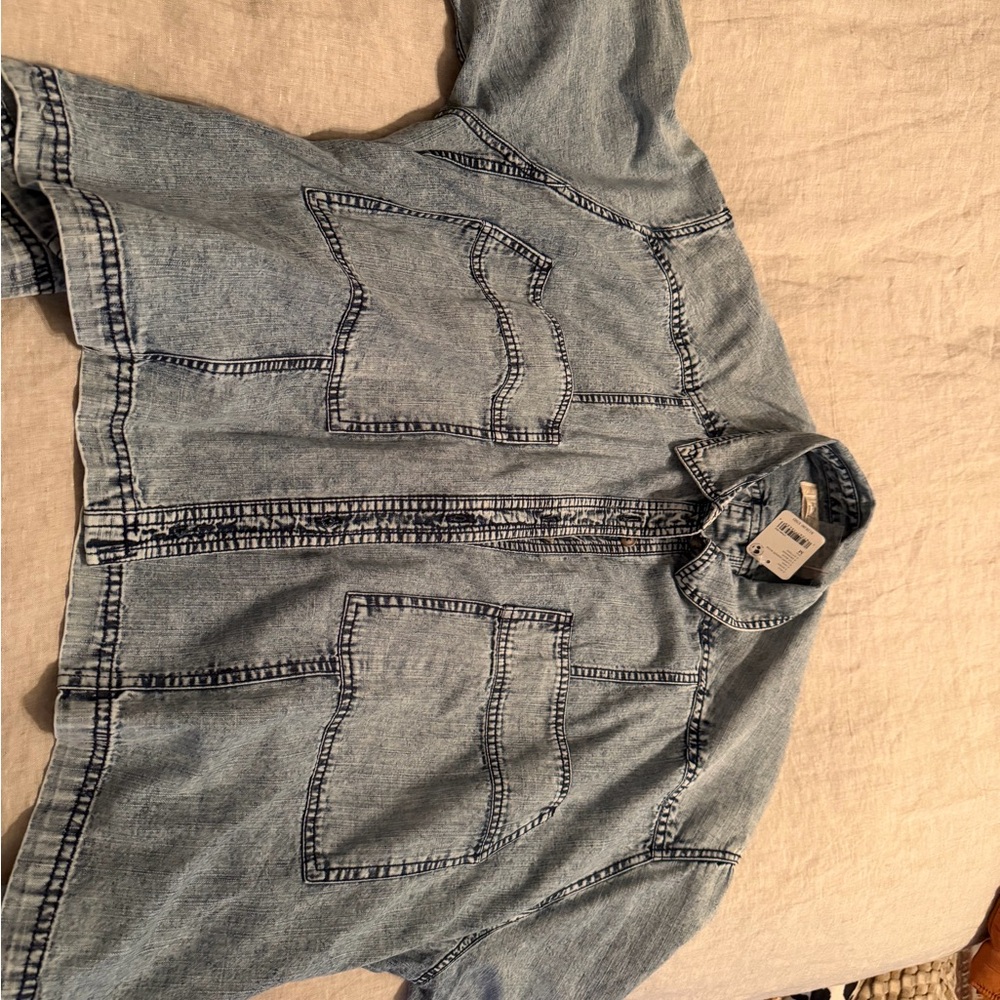 Free People denim Button Down Shirt